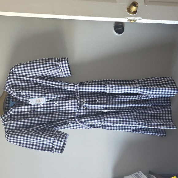 Draper James Dresses & Skirts - Draper James Navy and White Gingham Loretta ShirtDress Size L With Pockets NWT